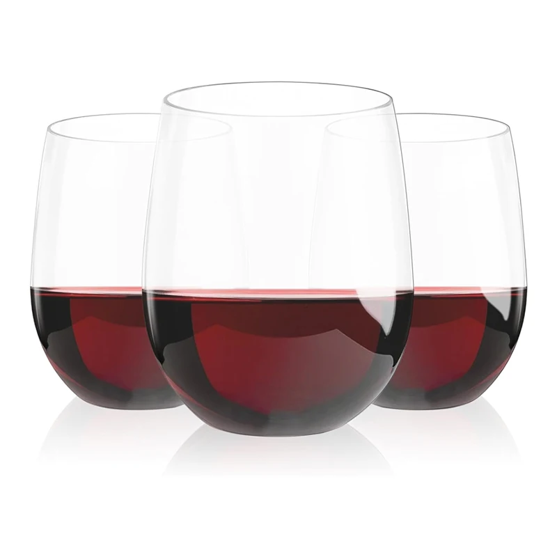 SOTON Hot Sale Unbreakable PET Drinking Red Wine Glass Polycarbonate Wine  Glasses Plastic Stemless Heavy Duty Wine Glass 12 oz