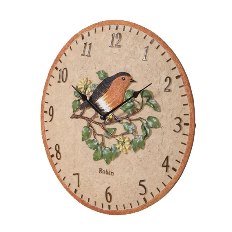 Creative Beautiful Robin Bird 3d Effect Resin Water Resistant Clock For ...