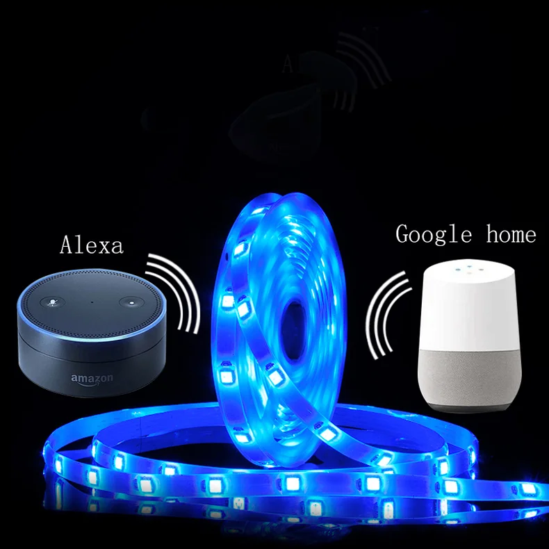 App Remote Control 12v 5050 Rgb 300led /meter Light Wifi Smart Led Strip Waterproof Compatible with Alexa and Google Home