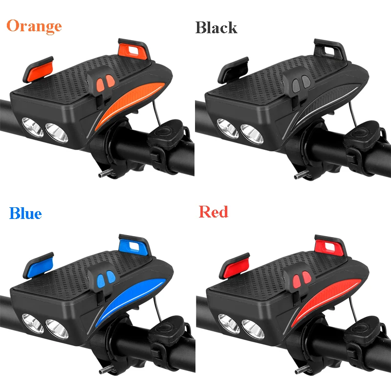 4 In 1 Usb Rechargeable Bike Light With Horn 400 Lm Adjustable Bike