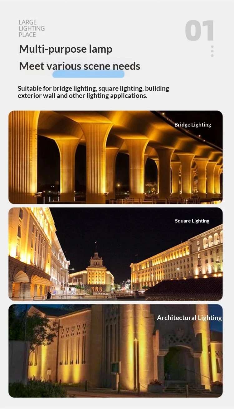 product led beam aluminum outdoor waterproof flood light 108w 200w dmx512 full color tree light for hotel exterior wall-2