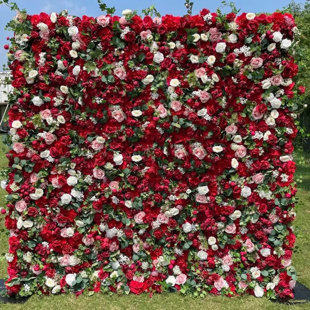 Wholesale Wall Wedding Flower Backdrop Pink Rose Panels Ombre Flower