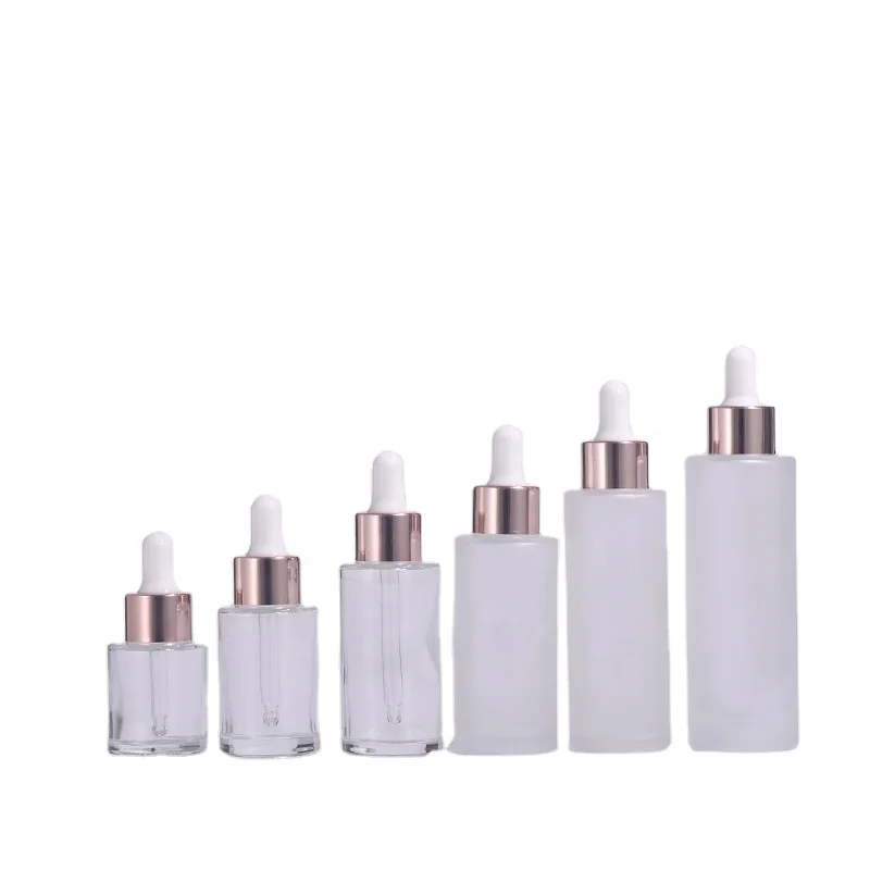 Multi -specification transparent frosted  essential oil glass bottle spray any color with Plastic dropper or uv dropper manufacture