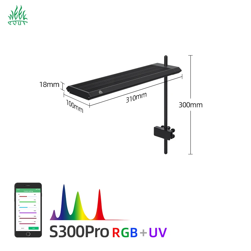 WEEKAQUA S300 Pro RGBUV LED Aquarium Light - Customize Dimming