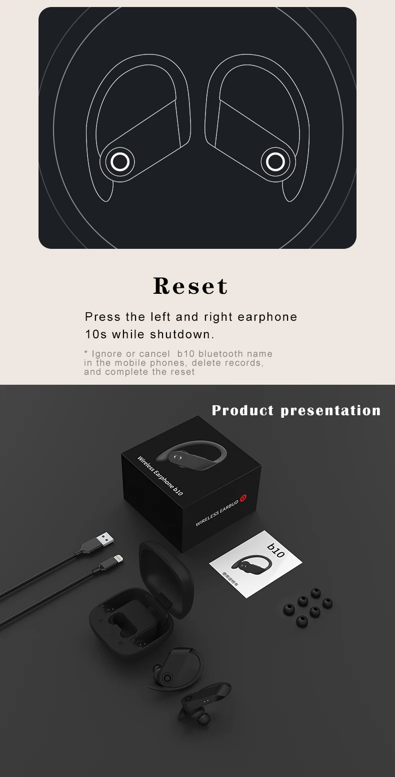 SpoBluetooth Earphones Ear Hook Wireless Charging Headphones Running Earphone for xiaomi Huawei IOS Android - ANKUX.COM