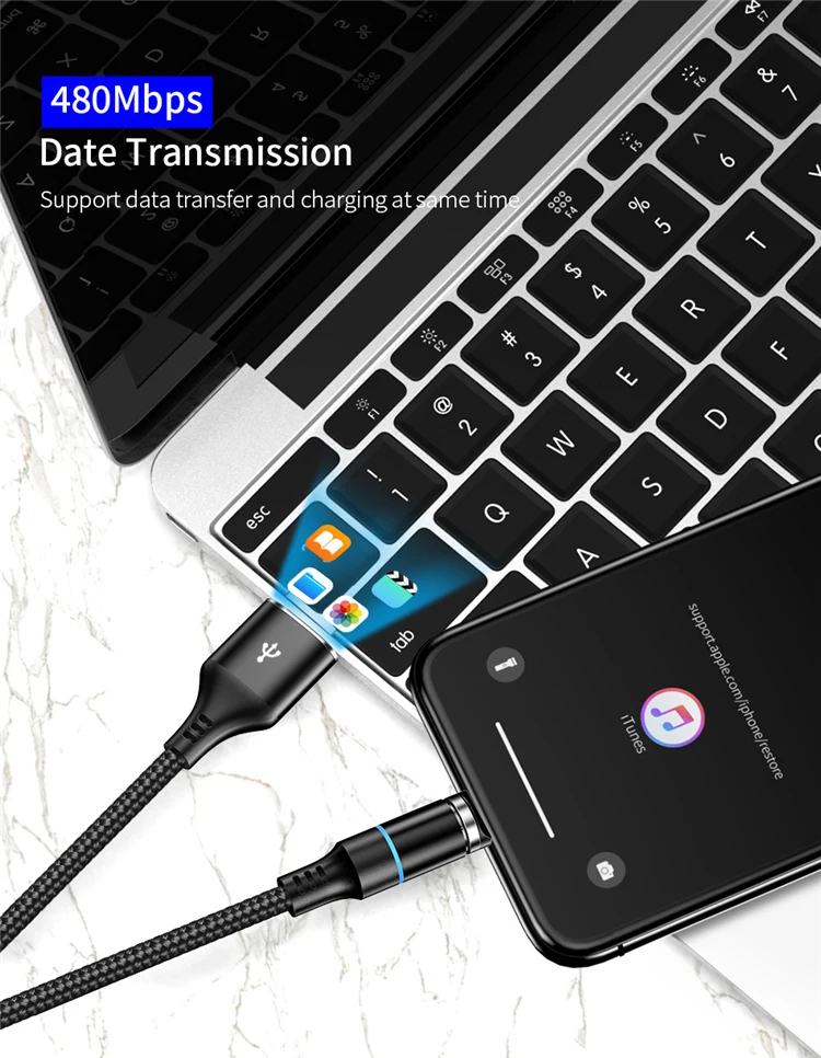 OEM Brand Logo 1M Magnetic Charging Line Cell Phone 3 In1 USB Cable With IOS Android Type C High Quality Fast Charger Cable Line - ANKUX.COM