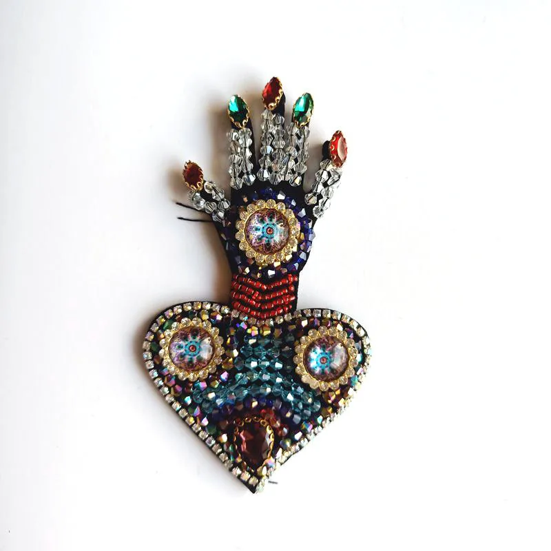 手工串珠刺绣爱手修补程序,刺绣珍珠晶体卡通用具,鱼补丁,jingyi