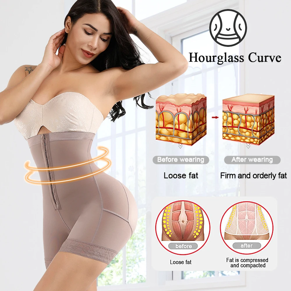 HEXIN Breasted Lace Butt Lifter High Waist Trainer Body Shapewear Women Slimming Plus Size Underwear With Tummy Control Panty