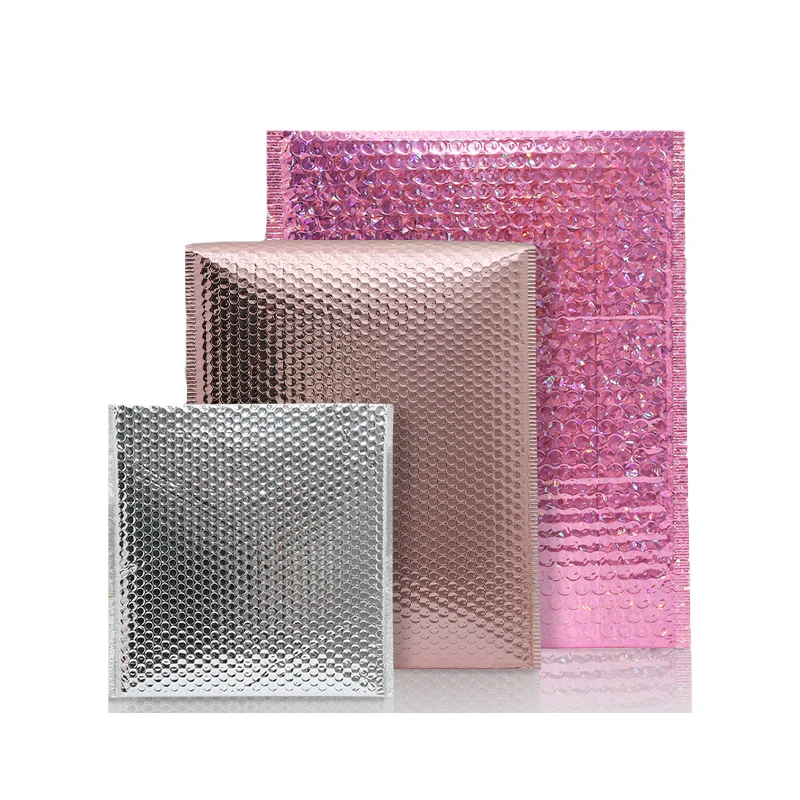 Pink Shipping Mailing Bag Envelopes Padded Holographic Metallic Luxury