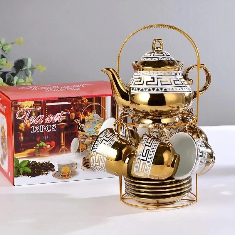 Luxury Golden Design Tea Set Teapot Set Porcelain With Stand Buy High