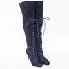 Spring Autumn Knee High Boots Heels Fashion Heel suede Women Winter Snow Boots Plus Size 34-43
