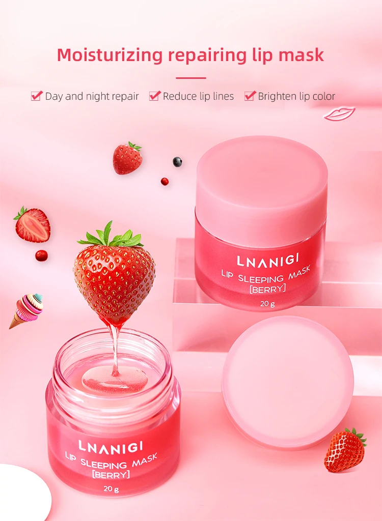 Hot Selling Collagen Strawberry Lip Mask Moisturizing Hydrating