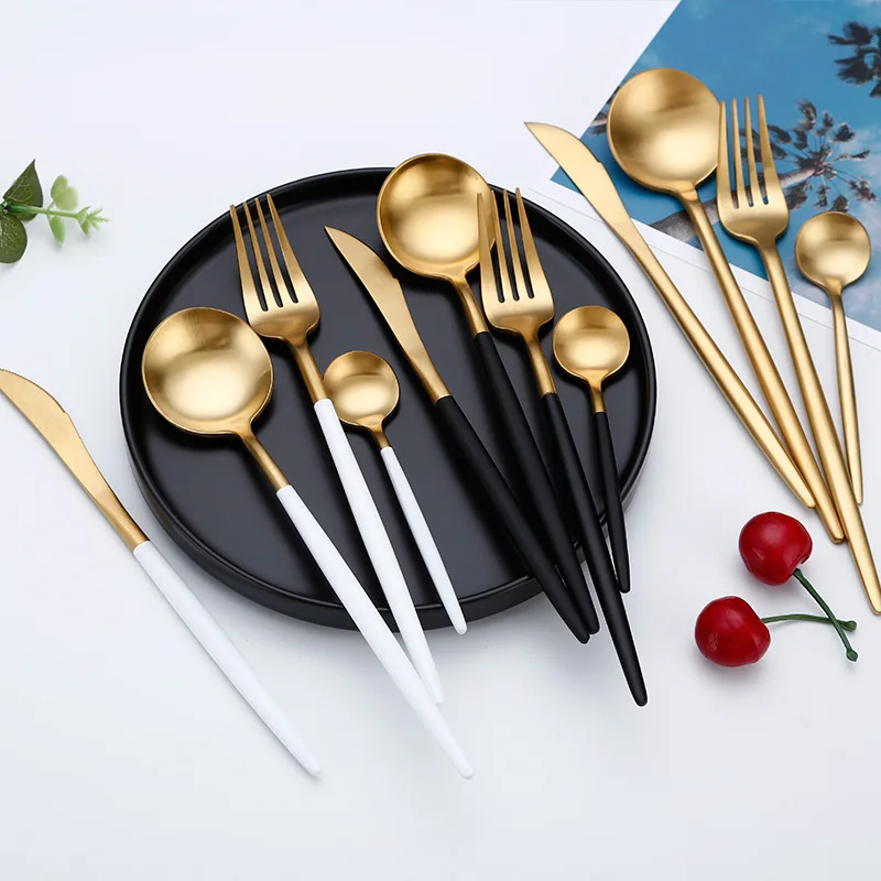 Luxury Tableware 18/10 Stainless Steel Sliverware Set Matte Cutlery Set