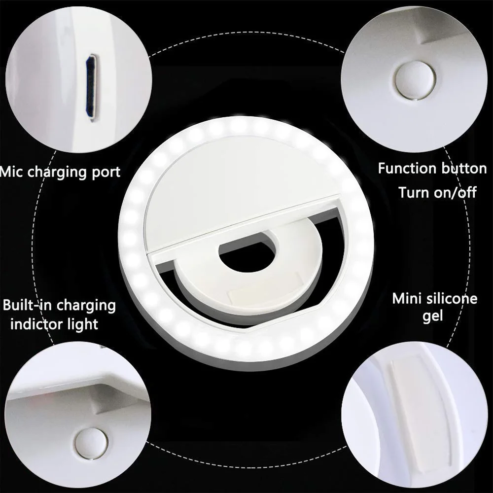 Rechargeable LED Ring Light for Cell Phone selfie ring light selfie LED lights for phone