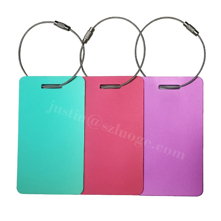 Custom Anodized Blank Matt Metal Luggage Tags With Leather Strap