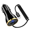Wholesale Quick Charging 2.1A 5V Power Type-C Single USB Spring Cable Car Charger Adapter for Samsung