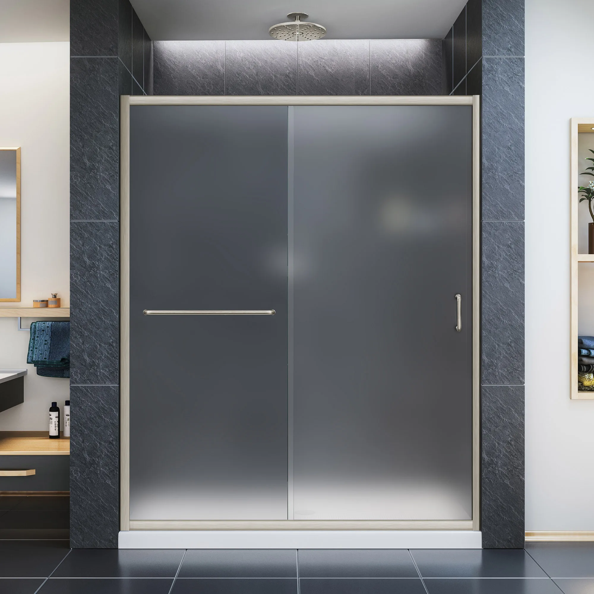 High quality and good price Acid etched glass /Frosted glass bathroom door