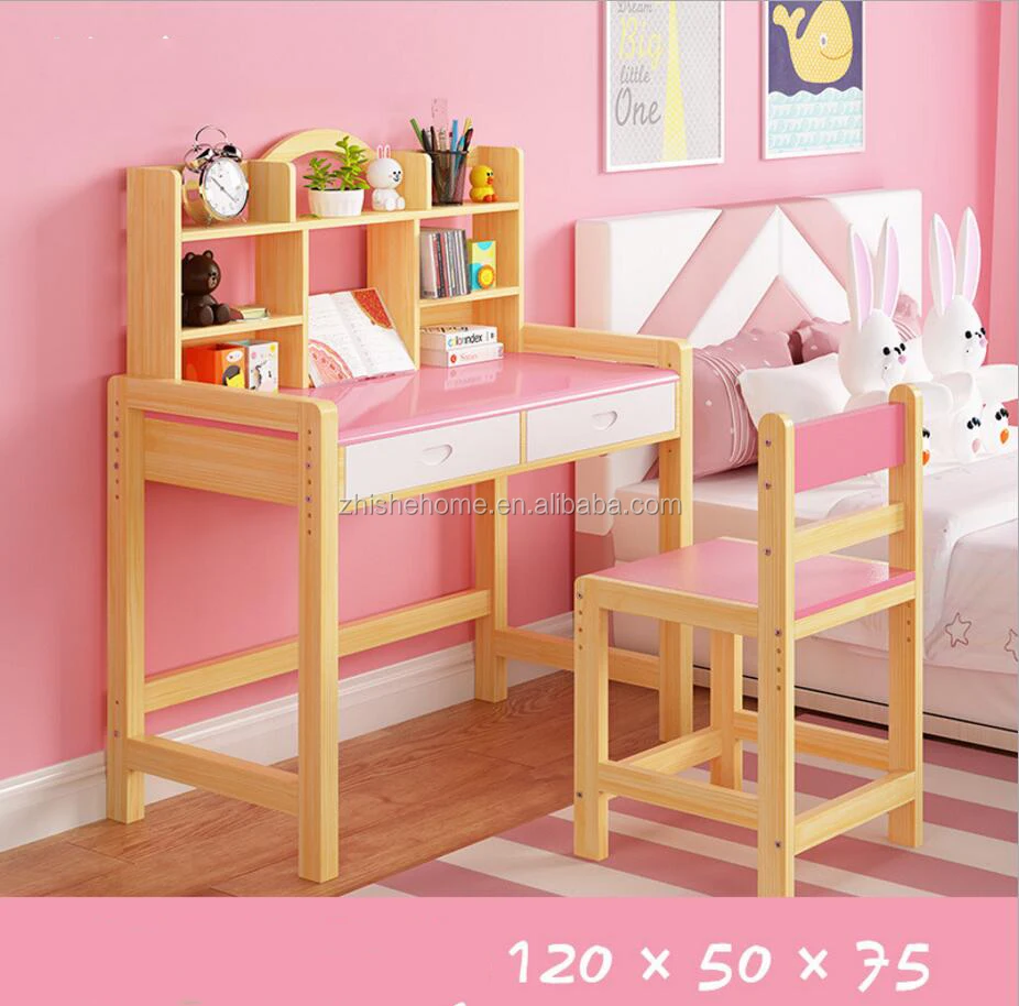 Adjustable Wood Book Shelf Desk Bookcase Kids Study Table And Chair Set Buy Anak Meja Belajar Dan Kursi