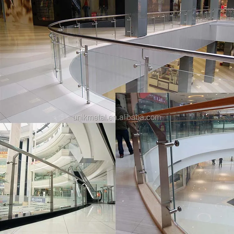 stainless steel  interior curved glass wood stairs /punched hole metal railing/laminated glass glass stairs4.jpg