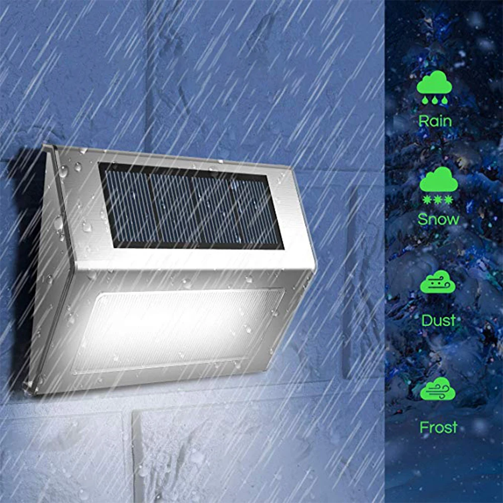 Solar Powered Stair Light Outdoor LED Wall Light Mount Garden Pathway Step Outdoor Fence Lighting