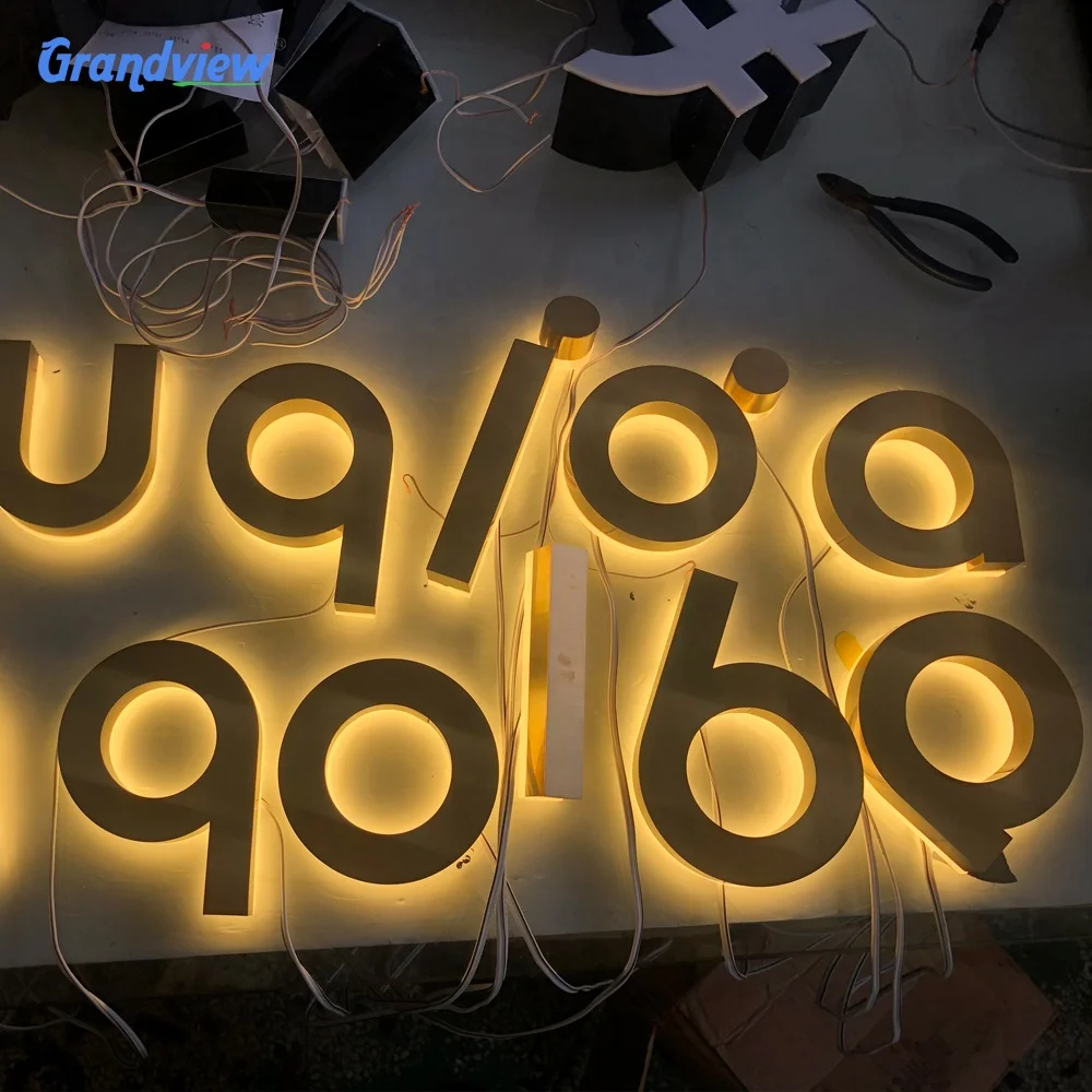 Custom Shop Store Front Metal Logo Light Up Letter Office Commercial