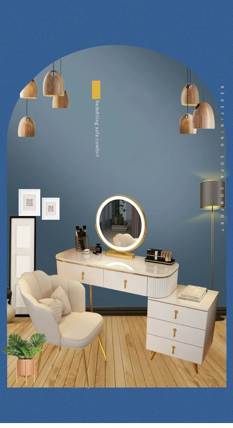 Modern Simple Dressing Table With Led Mirror And Drawers - Buy Dressing ...