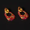 Qingdao V&R Jewelry Tear Drop Stone Stud Multiple Bright Color Stone Paving Statement Party Earring Crystal Rhinestone Earrings