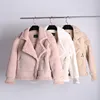 Women's fashion solid color suede Rabbit plush locomotive jacket women top Short thick Spliced Fur Coat