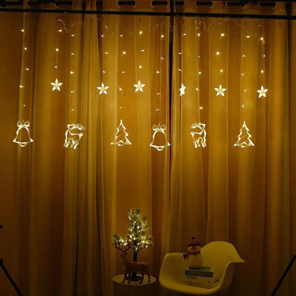 Amazon hot selling Plastic curtain light, Crystal Christmas Led String Light for party decor