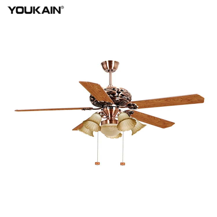 Retro antique bronze home decor 60 inch 5 blades AC lighting celing fan electronic electric ceiling fan with lights