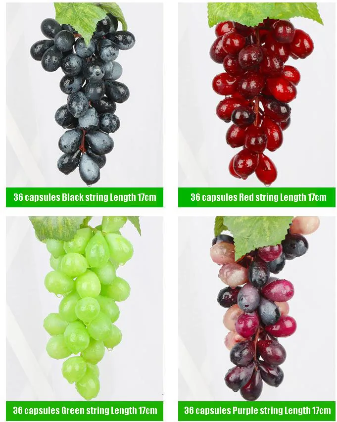 Artificial Grape Bunch Fake Grapes Vine Plastic Raisins Leaf Rattan