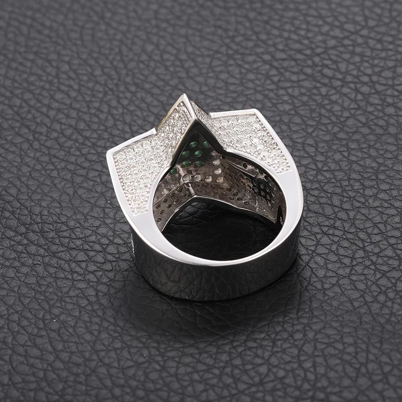 S925 Sterling Silver Platinum Plated for Certified Moissanite Five-Pointed Star Ring Men Cross-Border Accessory Europe United