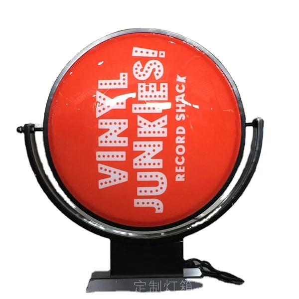 Custom Wholesales Outdoor Wall mounted rotate round lightbox outdoor sign double side led lightbox