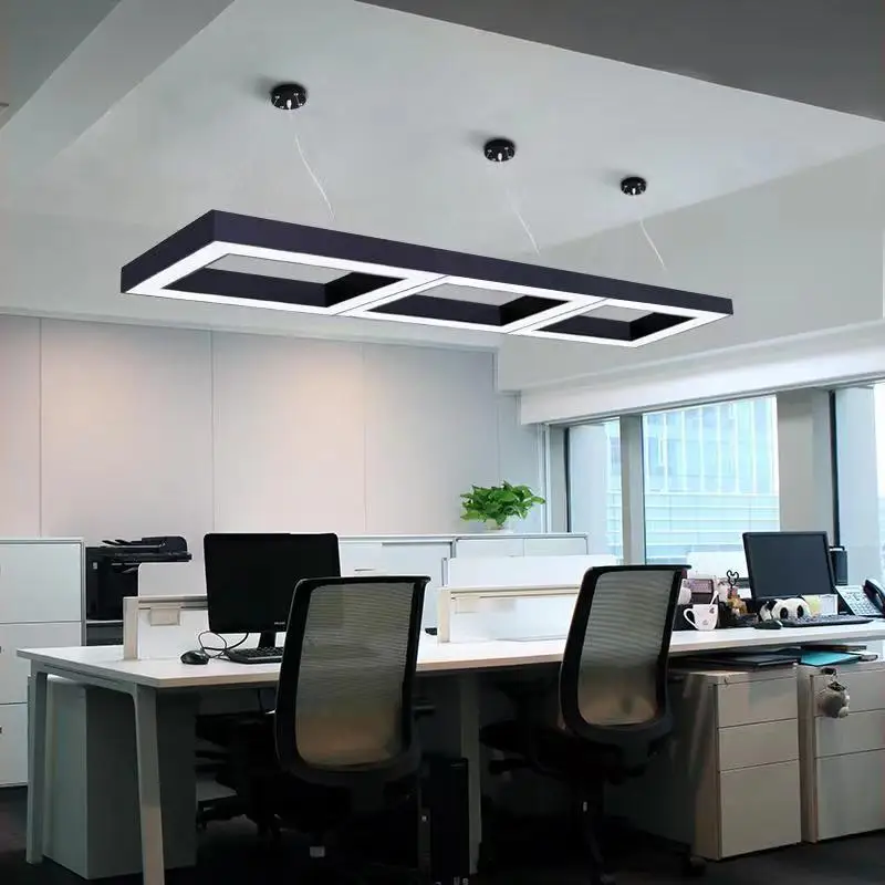 product led office square chandelier for meeting rooms gyms shopping malls ceiling lamp with modeling light-11