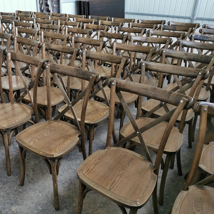 DAntique Color Solid Beech Wood Cross Back Wedding Dining Chair 