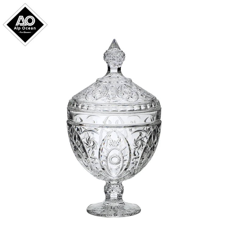 Pedestal Glass Candy Box With Lid,Wholesale Glass Candy Dish With Lid