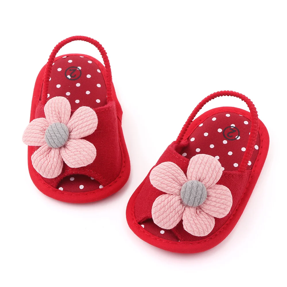 High quality baby sandals flower soft sole cotton baby slippers indoor newborn baby shoes in summer