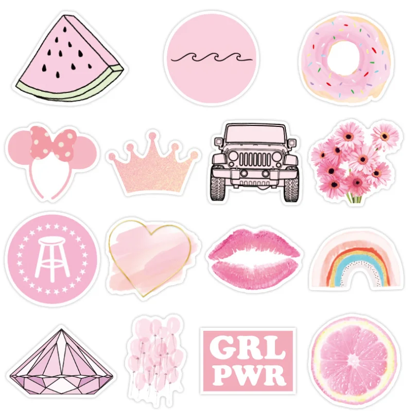 50pcs cartoon pink ins style vsco girl stickers for laptop moto skateboard luggage refrigerator laptop sticker pink stickers buy pink stickers pink sticker stickers pink product on alibaba com