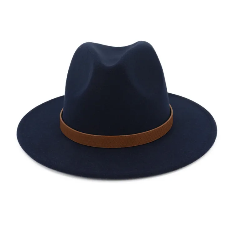 New Design Men Women Wool Felt Fedora Hat Panama Cap With Leather Band