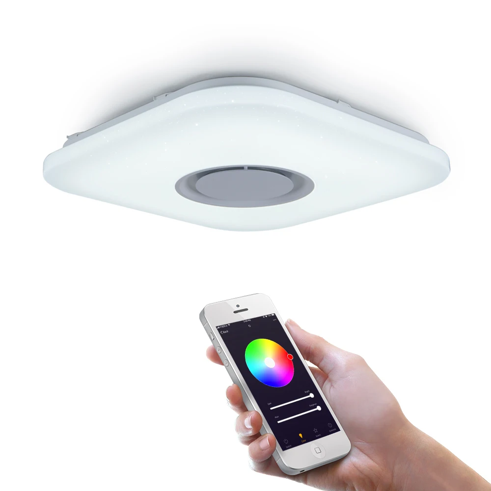 Modern Led  Ceiling Light 24W App Control Rgb Dimming Bedroom Living Room Kitchen Children's Room Lamp With Bluetooth Speaker