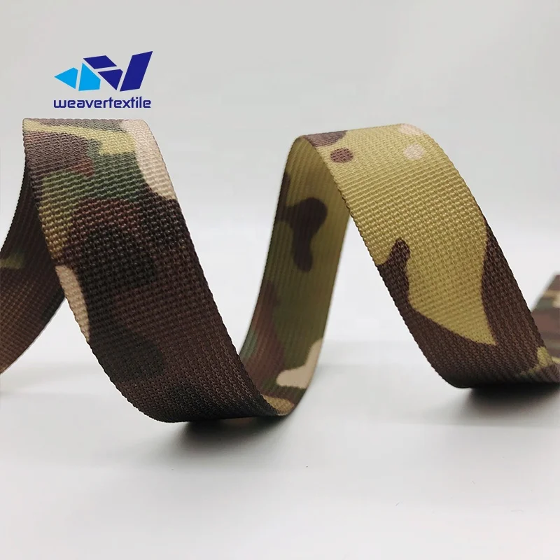 1 Yard Camo Camouflage Cotton Webbing 1.25/" Heavy Weight 6 Colors to Choose