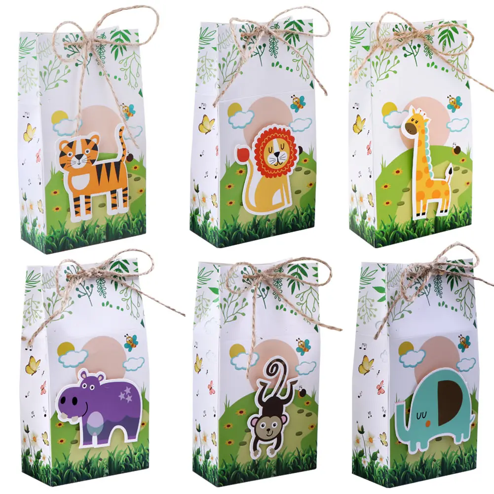 OurWarm 12×Safari Animal Candy Bag Woodland Birthday Party Baby Shower Supplies 