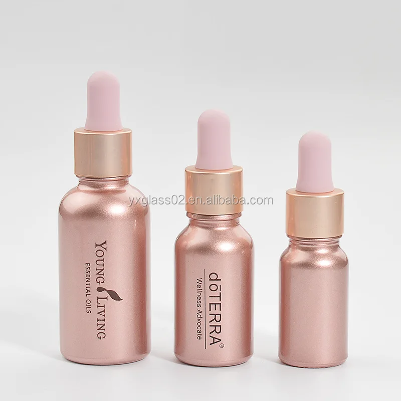 Rose gold essential oil glass bottle10ml 15ml 30ml serum glass bottle Dropper bottle factory