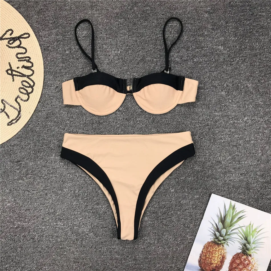 新韩国性感裸体模特比基尼青少年女孩比基尼年轻热韩国拼布填充胸罩