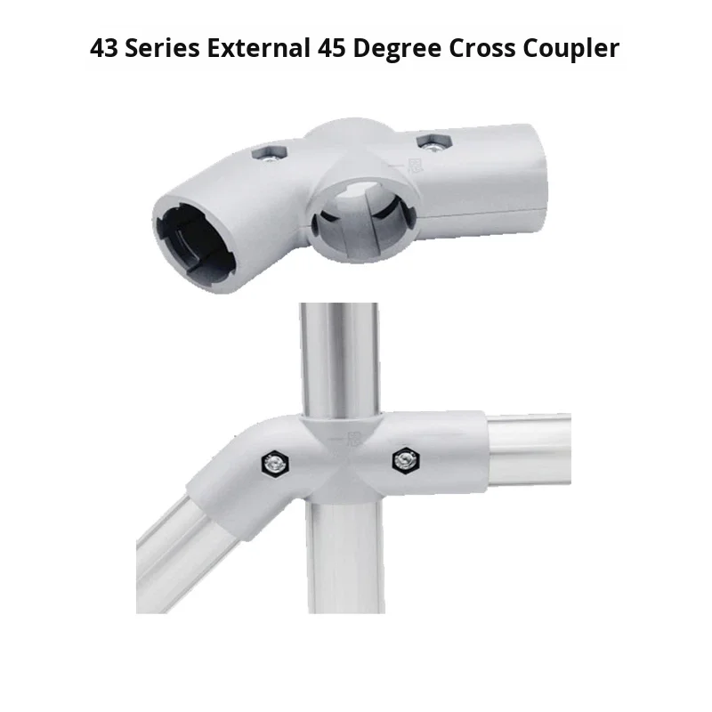 product 43mm series 1000 grade external 45 degree cross joint third generation wire rod aluminum alloy lean pipe connector accessories-11