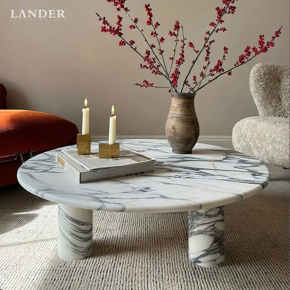 Round marble coffee table on sale white