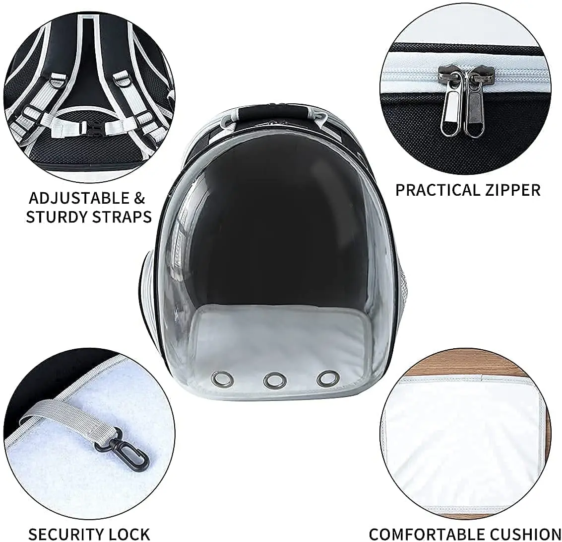 Best Quality Expandable Cat Carrier Backpack With Vent Fan Space Capsule Portable Transparent