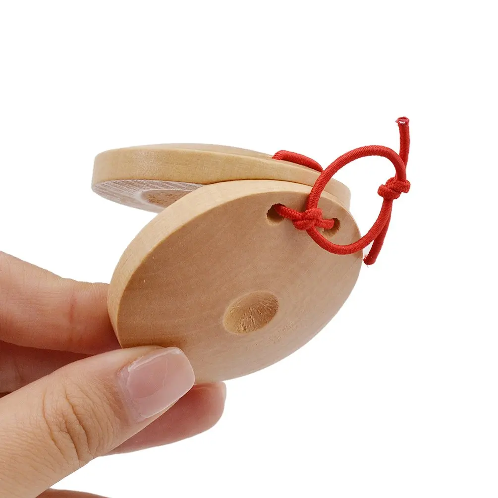 Wooden Round Finger Hand Clappers Musical Instrument De