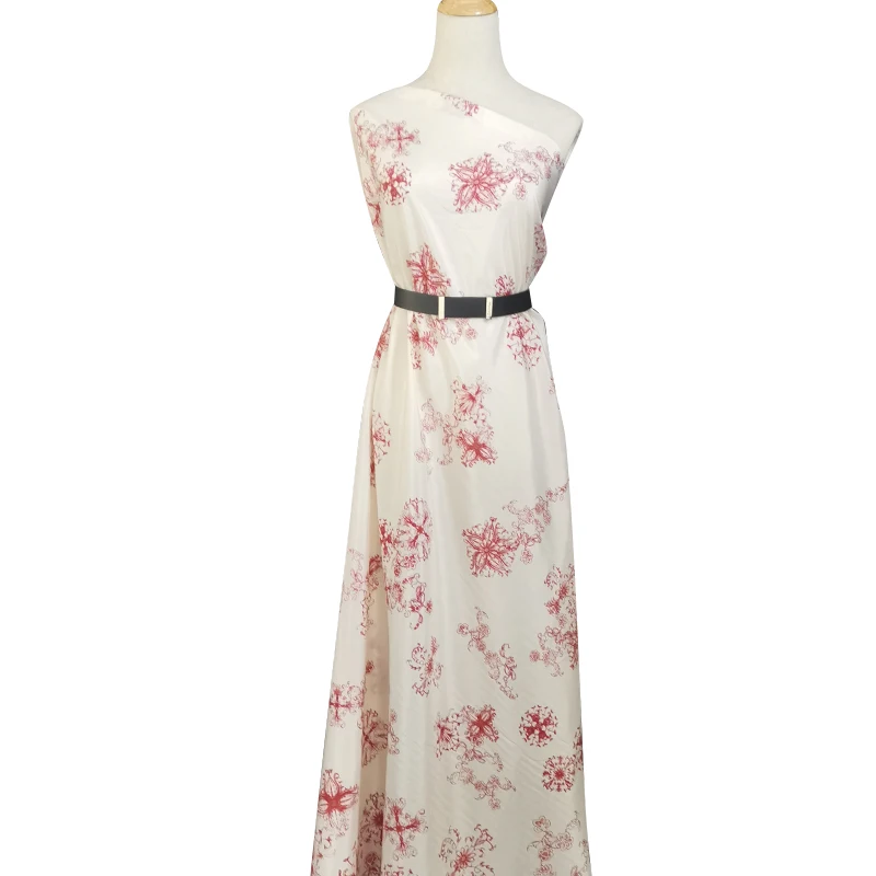 
Floral Print Sarees Party Wear Wedding Silk 14MM Cotton Silk Fabric 