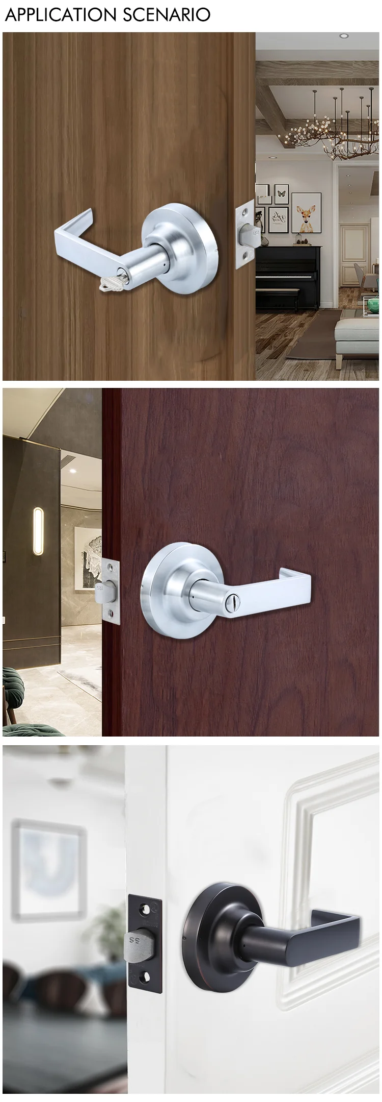 1 Million Cycles Heavy Duty North America Market Commercial Lock Grade 1 Entry Office Door Lever
